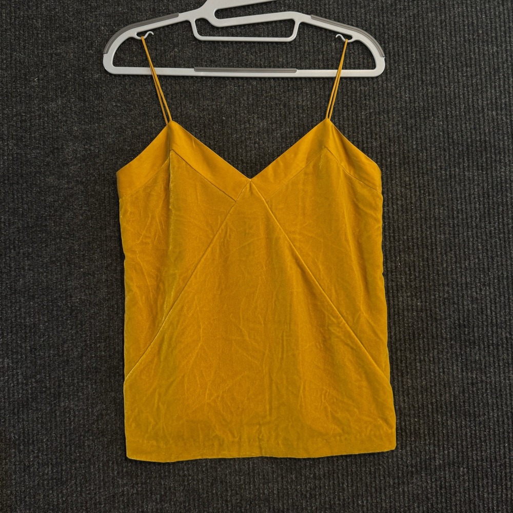 Club Monaco Camisole Chemise Women XS Gold Velvet V-Neck Spaghetti Strap Top NWT